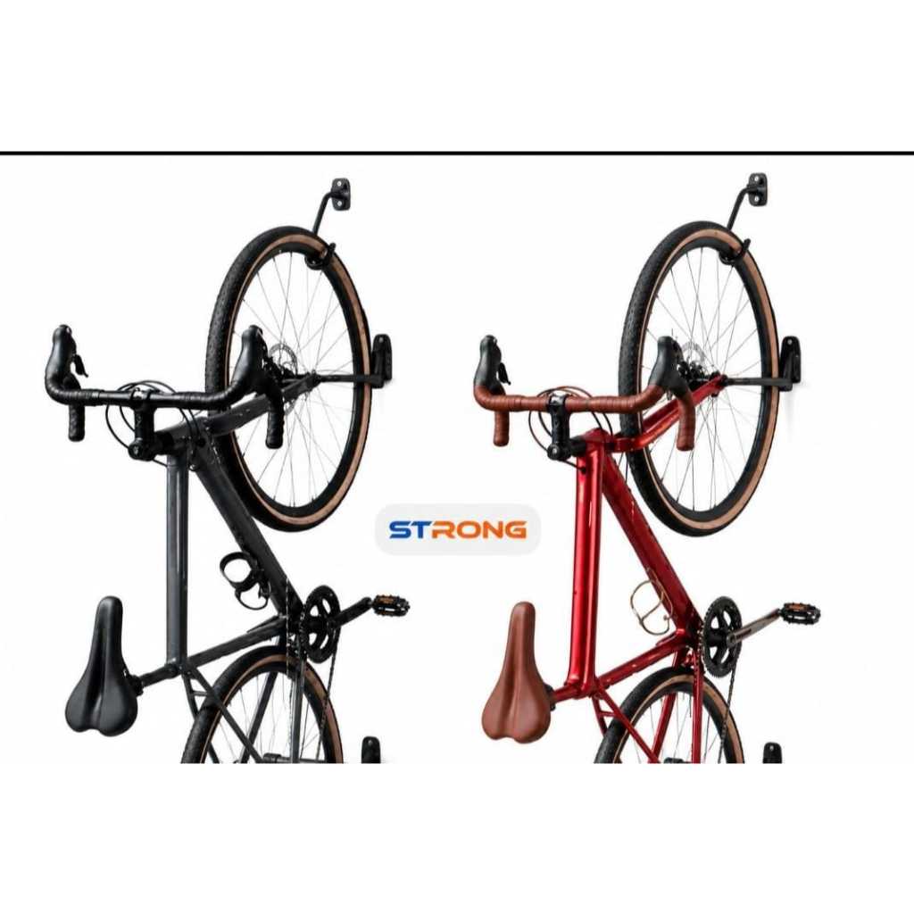 2 Suporte Gancho 1 preto 1 laranja Vertical de Bicicleta para Parede Multiuso Articulado. Edição Limitada