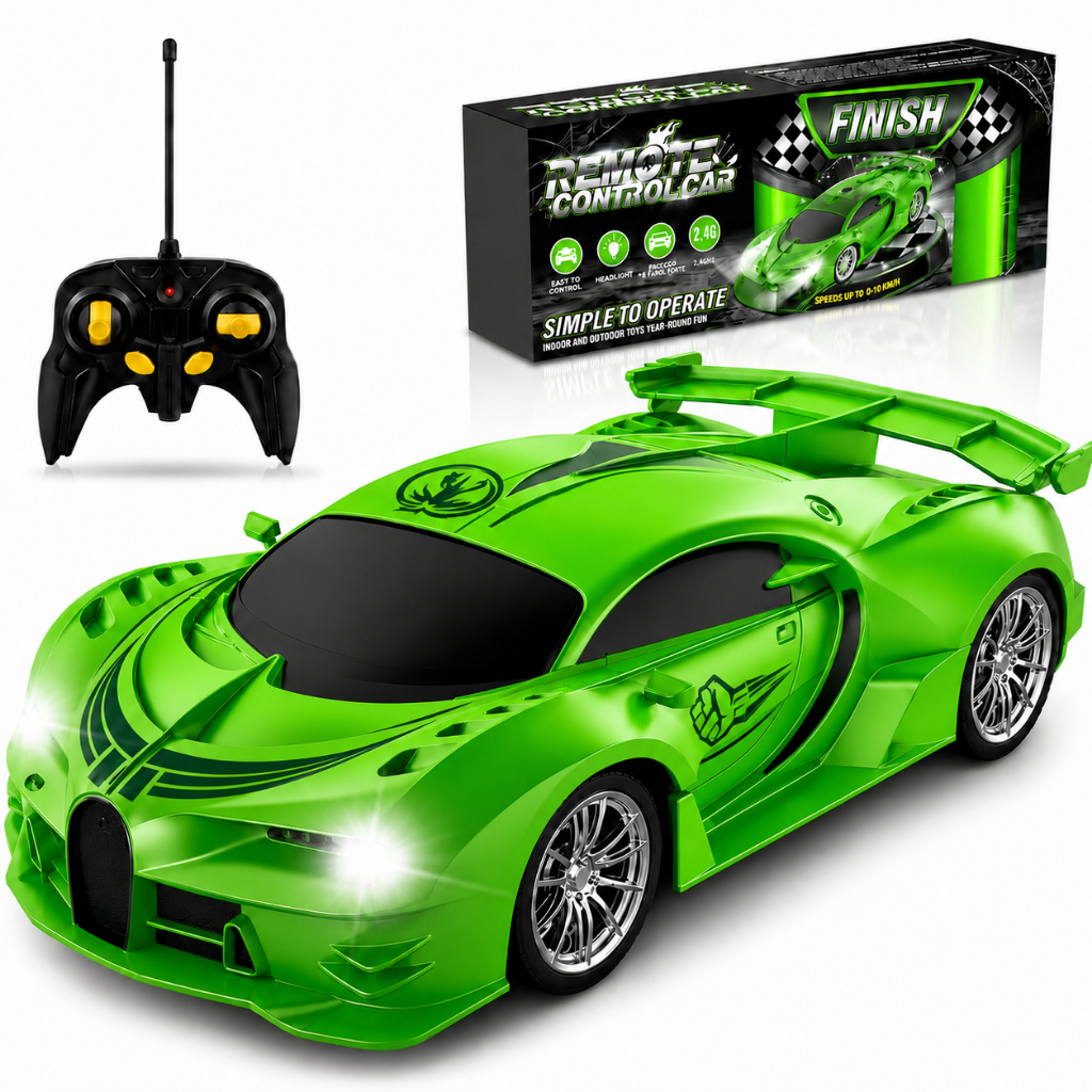 Carrinho de Controle Remoto RC 2.4GHz Recarregável com Faróis LED Alcance 20m Carro Esportivo Hulk