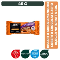 Biscoito Arroz Amendoim Coberto Chocolate Zero Açúcar Sem Glúten Naturatta 40 g