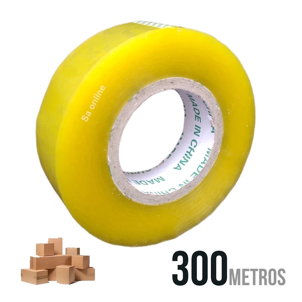 Kit 5 Fitas 300 metros Empacotamento Adesiva Caixa Embalagem E-Commerce Papelão (45mm x 300m)