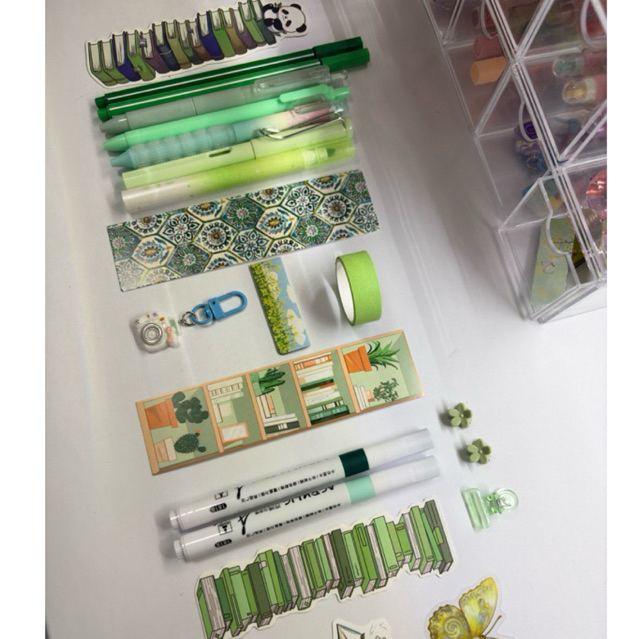 kit leitura e papelaria na cor verde de papelaria criativa/kawaii/fofa