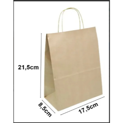 Sacola Kraft Natural 18x22 C/10 Unidades Alça Pardo