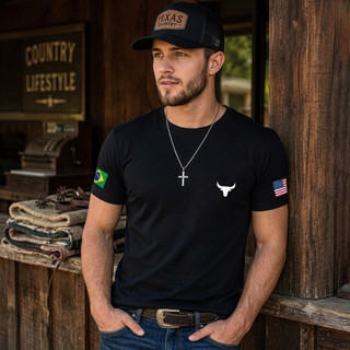 Camiseta Masculina Premium Algodão Country Rodeio Agro Ram Texas