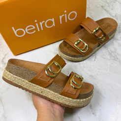 Sandália Papete Feminina Beira Rio Plataforma Acolchoado Casual Macia