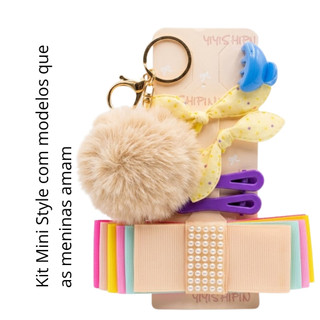 Kit Mini Style 7 Peças – Laço, Presilhas, Tic Tac, Chaveiro e Prendedor Infantil | Delicado, Colorido e Pronto para Usar