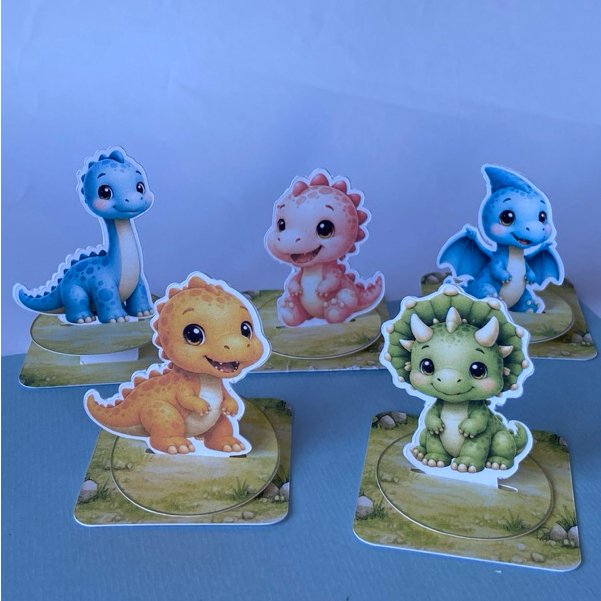 20 Aplique 3D Dinossauro Baby Menino 5cm Papel fotográfico | Tag Personalizada para Lembrancinhas Festa Infantil