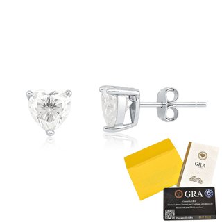 Brinco Moissanite com Certificado GRA de Coração 6mm em Prata 925