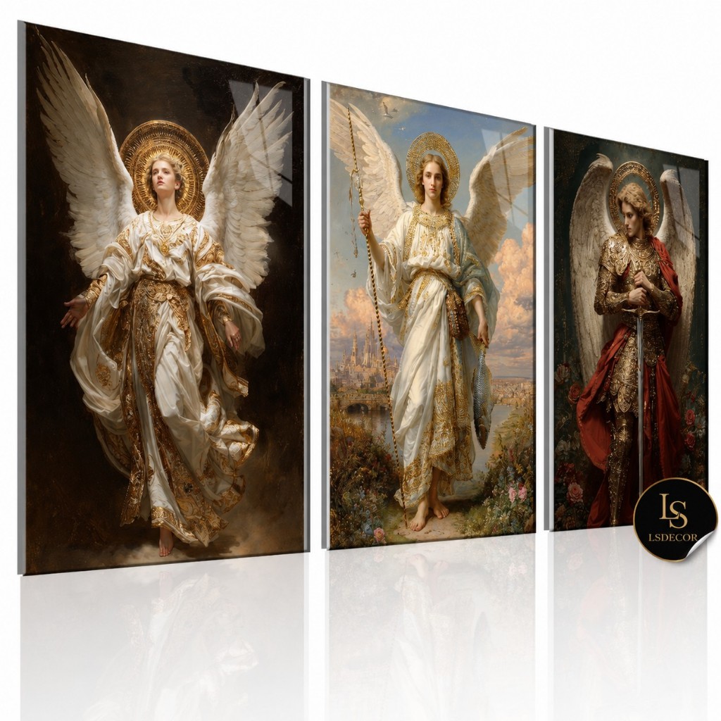 Kit 3 Quadros Decorativos Nossa Senhora Aparecida Quadro Religioso Ave Maria Salve Rainha Fé Devoção Parede Sala