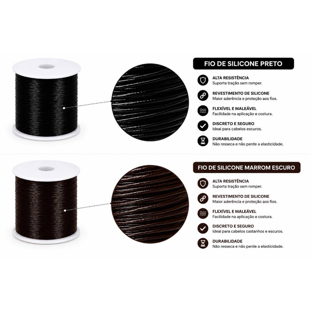 Fio De Silicone P Mega Hair Nozinho, Ponto Americano 50 metros — imagem 2 de 2