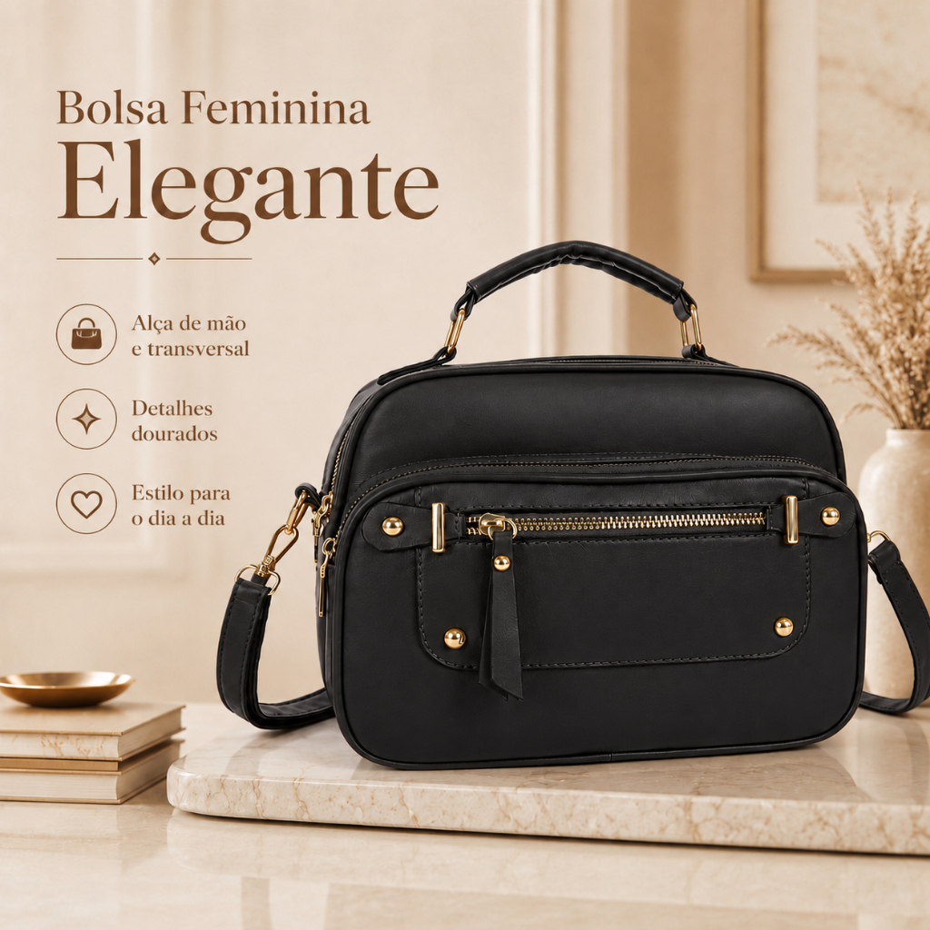 JAMI JAMI Bolsa Feminina com Alça Lateral Transversal Premium Moderna Compacta Elegante Faixa de Mão de Couro PU V2350