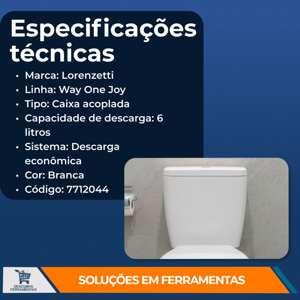 Caixa Acoplada Lorenzetti Loren Joy Way 6L Branca Acionamento Simples para Bacia Sanitária Banheiro — imagem 2 de 2
