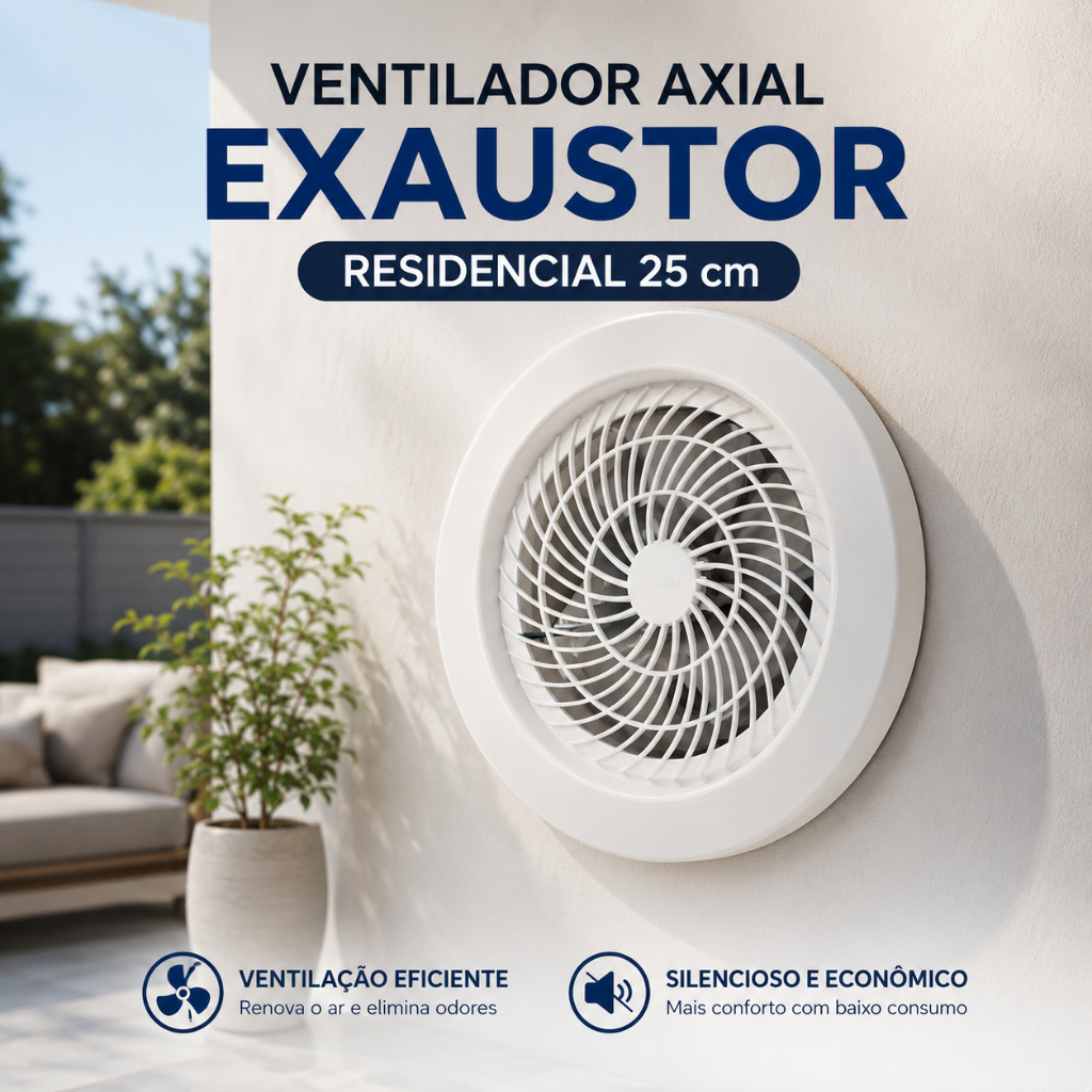 Ventilador Exaustor 25cm Ventisol Exaustor Axial Banheiro 60w Premium 127/220V Silencioso