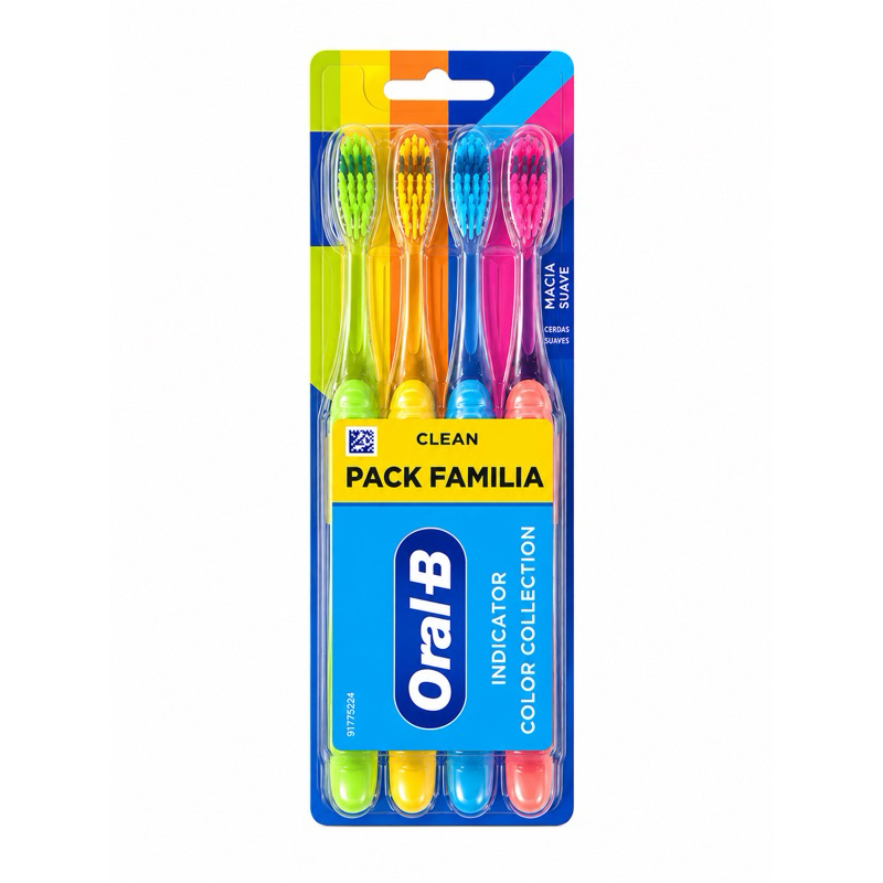 Escova de Dente Oral-B Indicator Color Collection Pack Família com 4 Unidades Macia