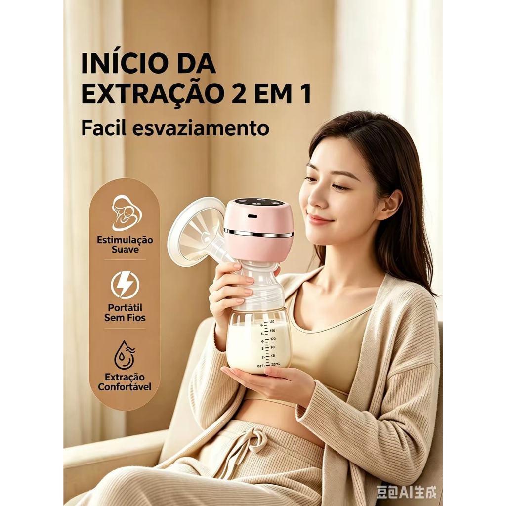 Bomba tira-leite elétrica Sem dor Alta potencia de sucção integrada Silenciosa Massageador Portátil