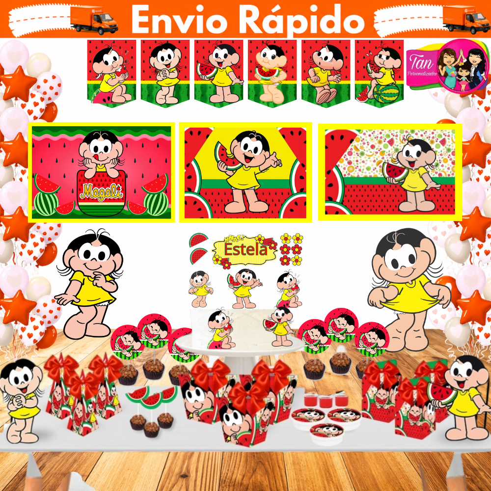 Kit Só Um Bolinho, Chá de Bebê, Aniversário, Infantil, Mêsversário, Kit Festa, Magali.
