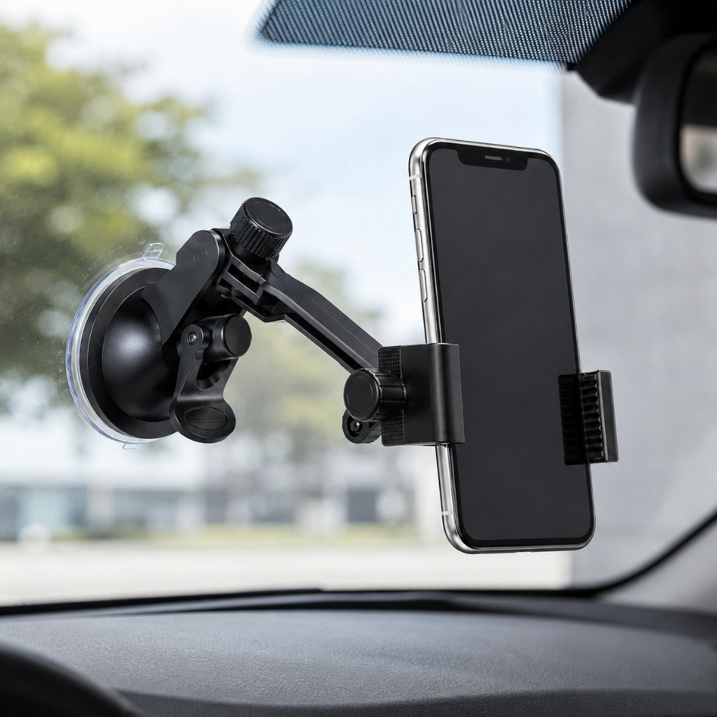 Suporte Ventosa para Celular Universal Tamanho Ajustável Gruda em Vidro Carro Espelho