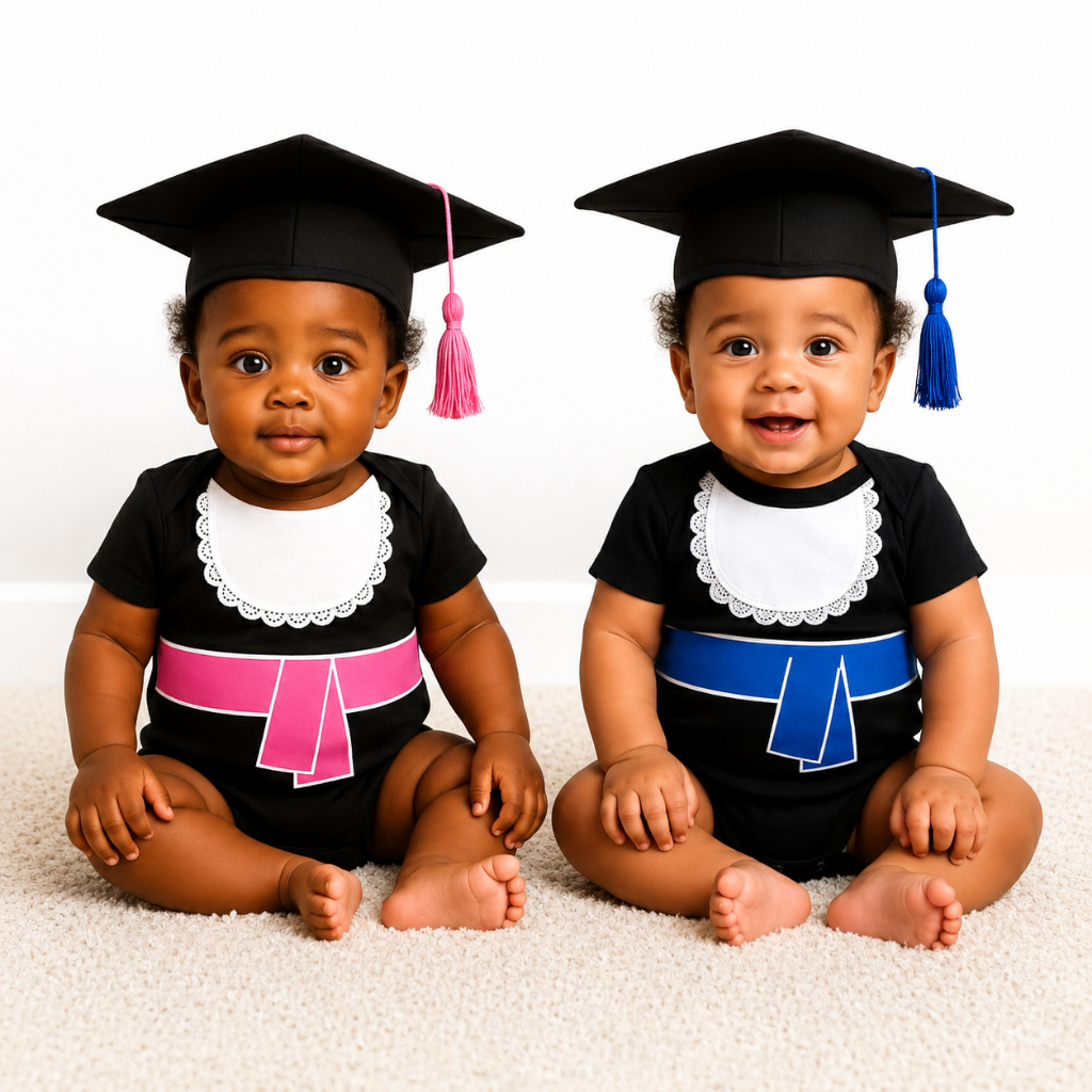 Body Bebê Formatura/ Roupinha para formatura – Tamanho Único 1 Ano, 100% Algodão, Manga Curta