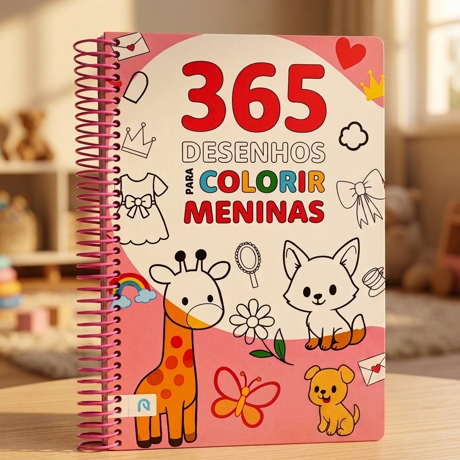 Livro de Colorir Infantil 365 Desenhos Para Meninas Bichinhos Fofos, Princesas e Vestidos Atividade Criativa ESPIRAL