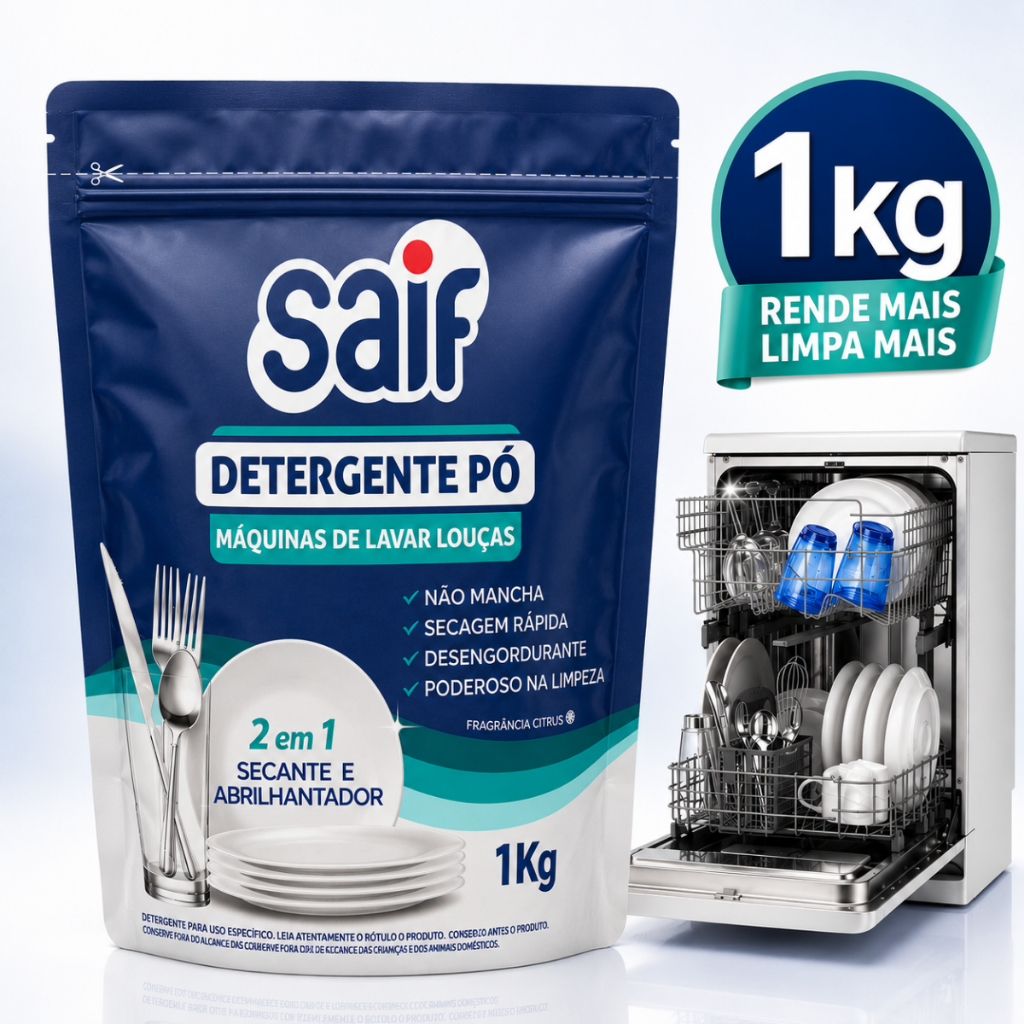 Detergente em Pó Lava Louças Saif 1kg e 500g