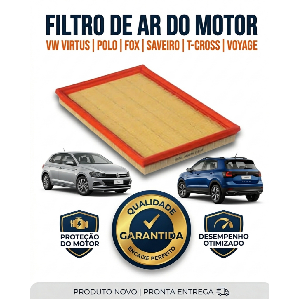FILTRO DE AR MOTOR MSI 1.6 16v / VIRTUS / POLO / FOX / SAVEIRO / T-CROSS / VOYAGE - HLP6080