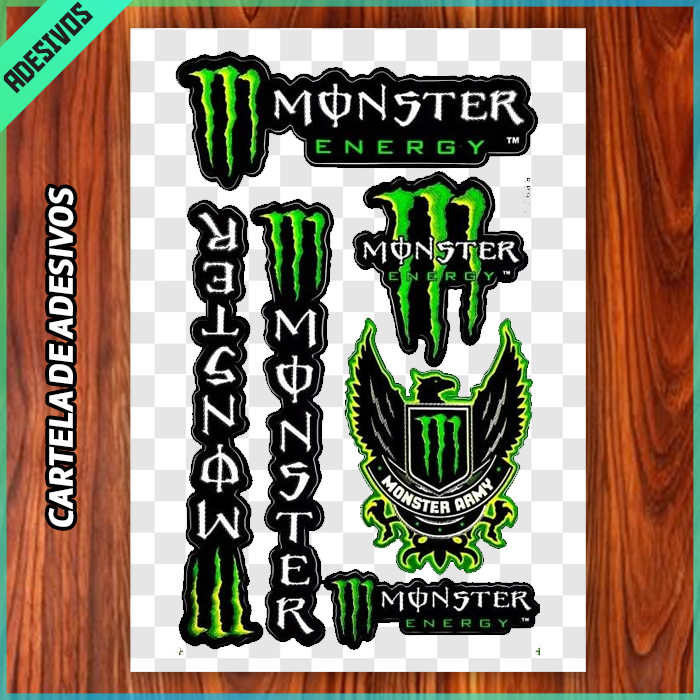 Cartela de Adesivos Monsters Energy, Vinil À Prova D'água, Gamer, Stickers