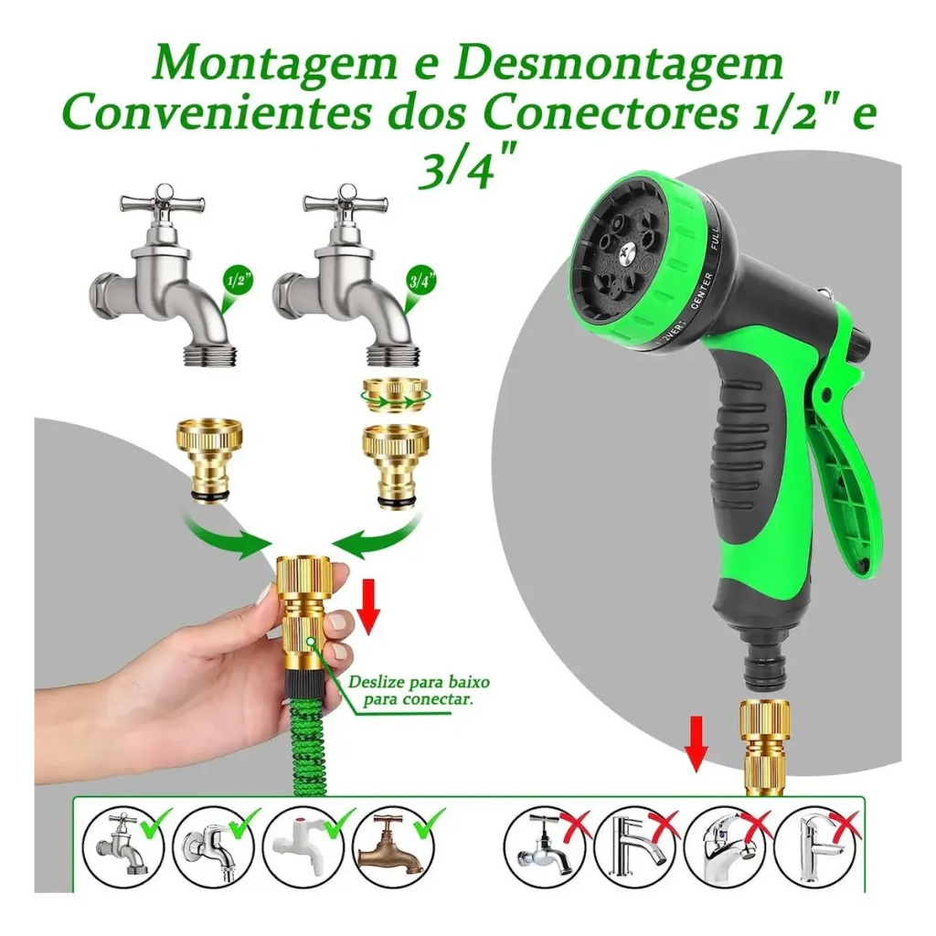 Mangueira Jardim 30 Metros Irrigação Flexível Reforçada Expansível 30m com Pistola Jatos Retrátil Magica Com Esguicho En — imagem 2 de 2