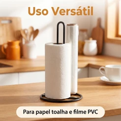 Suporte Organizador de Papel Toalha Preto Estilo Industrial