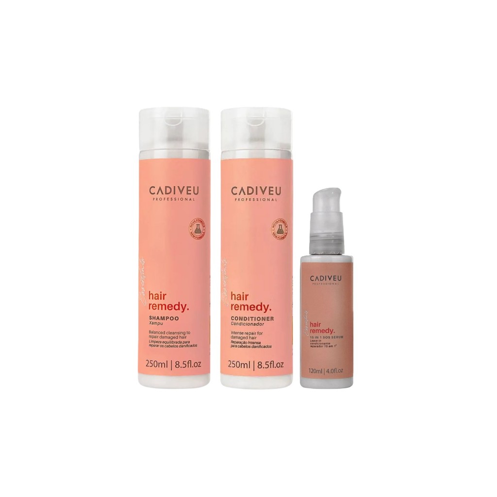 Cadiveu Kit Hair Remedy Shampoo + Condicionador e Leave-in