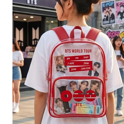 mochila bts transparente k-pop show barato