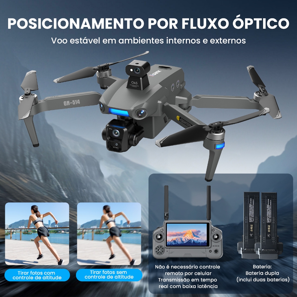 【Frete Rápido】1080P 4K Drone Com GPS Inteligente, Bateria De 50 Minutos E Alcance De 6KM – Com 2 Baterias — imagem 2 de 2