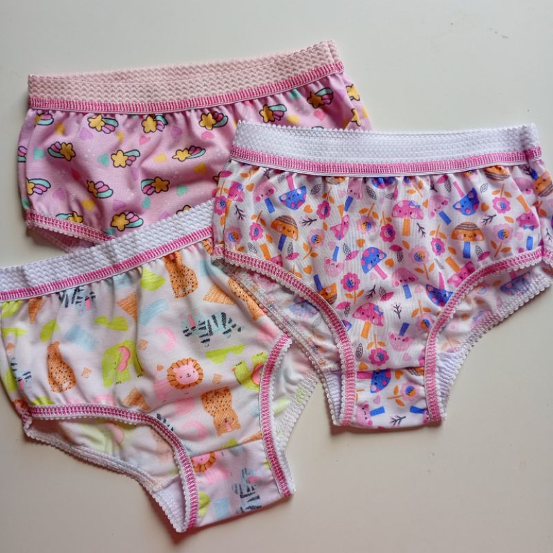 kit 6 ou 10  calcinha infantil estampada com cós elástico confortável