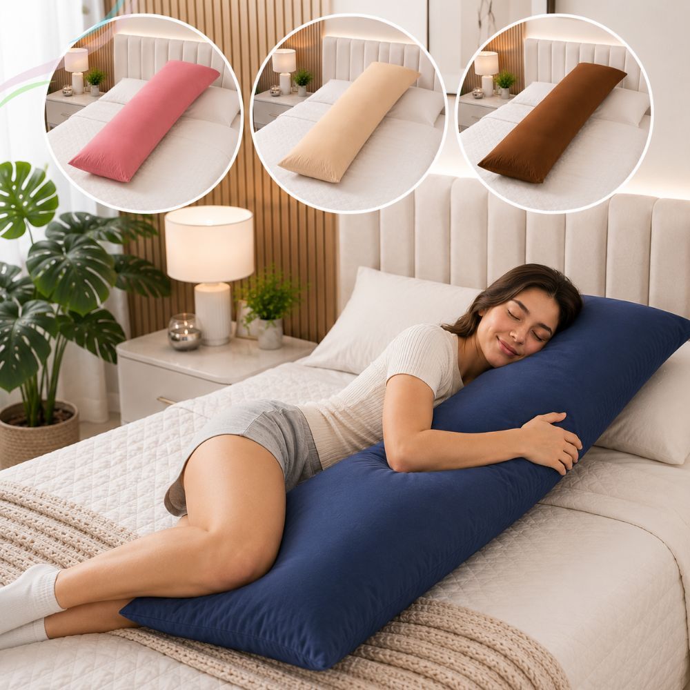 Kit Travesseiro de Corpo e Fronha Body Pillow Conforto Xuxão Grande Macio Noite de Sono Suave