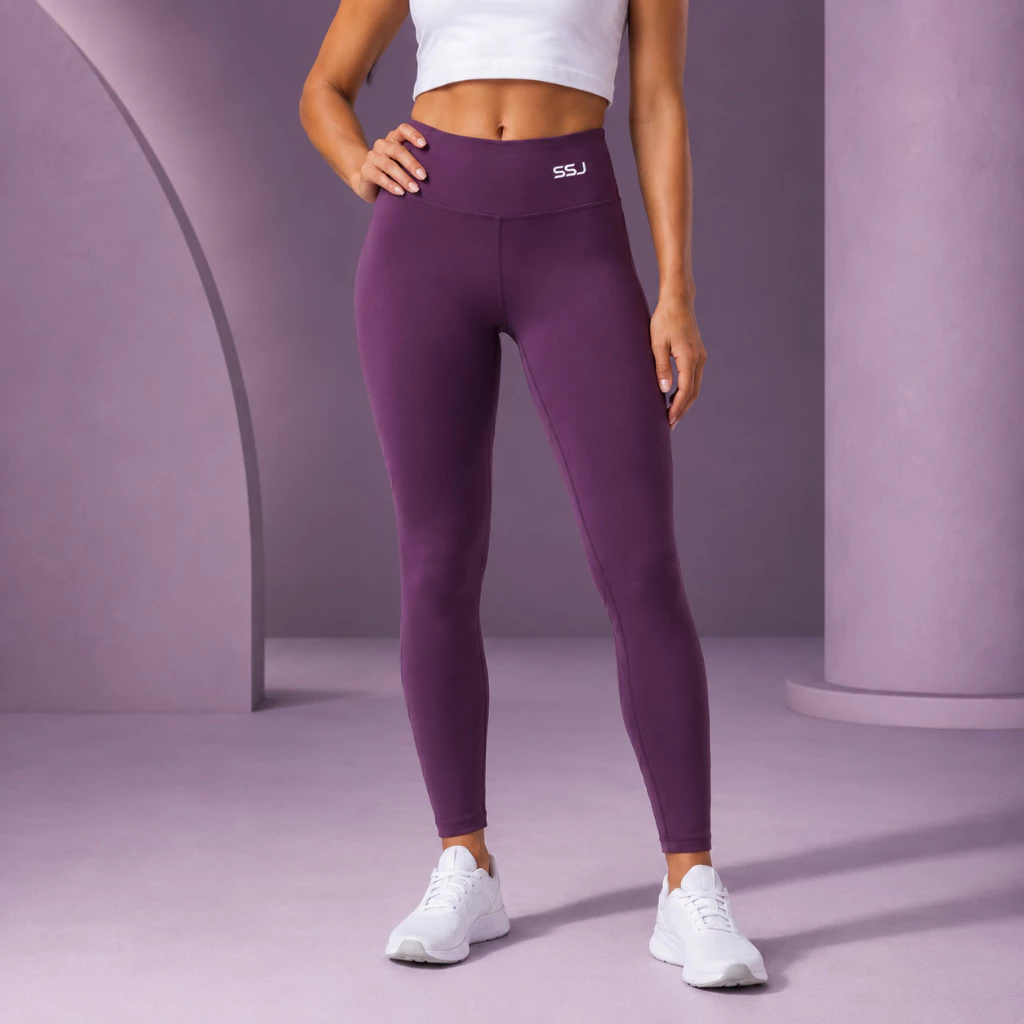 Calça Legging Fitness Feminina SSJ Poliamida Premium Cintura Alta Zero Transparência Uva Academia Compressão Treino — imagem 1