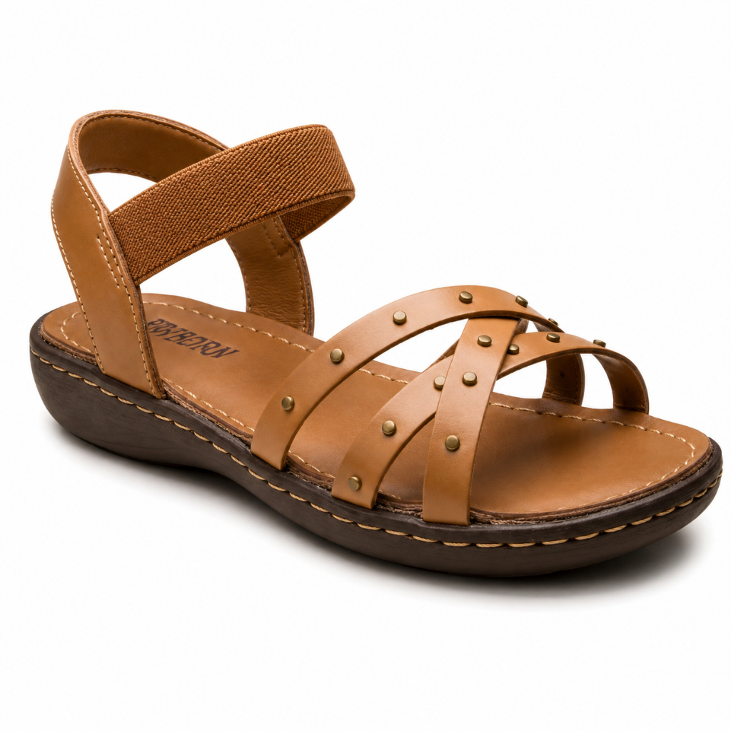 Sandália Anabela Sola Borracha Antiderrapante 3cm Rasteira Couro Legitimo Ortopedica Casual 2599