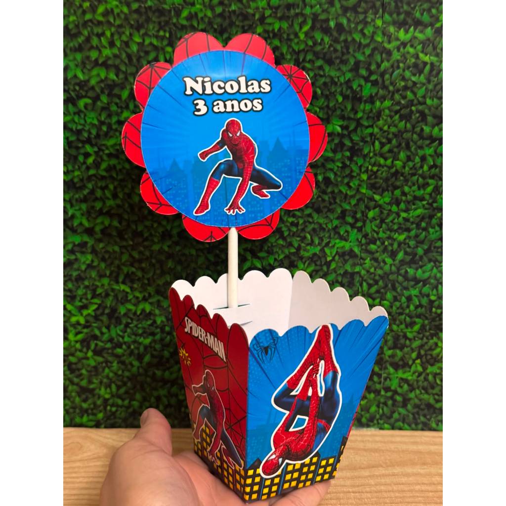 Centros de mesa Homem Aranha Spider Man Personalizado com Nome | Cachepot Festa Infantil Chá Aniversário Decoração