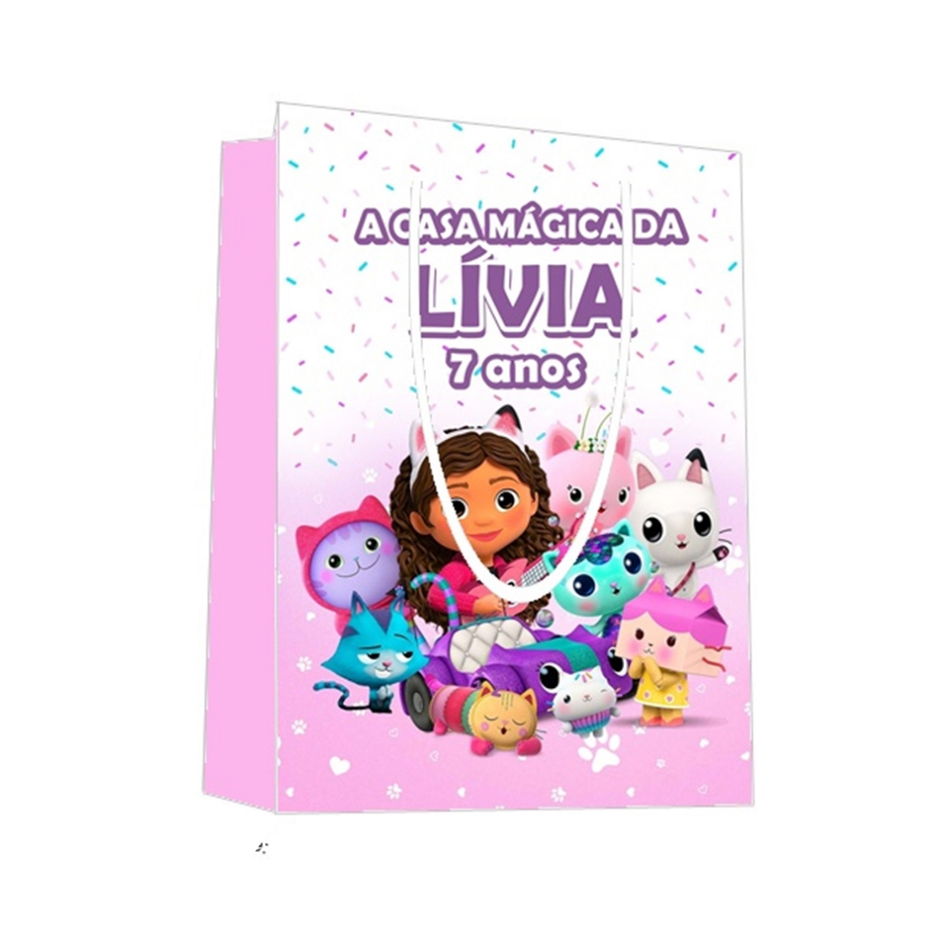 Sacolinha A Casa Mágica da Gabby Personalizada para Aniversário/ Lembrancinha Festa Infantil / Qualquer nome e idade