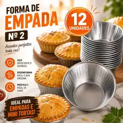 Kit 12 Formas de Empada Nº 2 Aço Mini Empada Empadinha Forma para Salgados Reutilizável