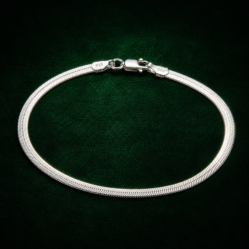 Pulseira Feminina Prata 925 Laminada Elegante