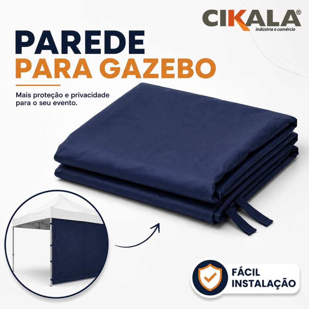 Parede Poliéster Fechamento Azul 3x3 M para Tenda Gazebo Eventos Camping e Praia