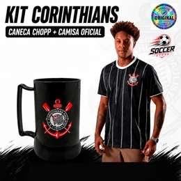 Kit Corinthians Camisa Camiseta Original + Caneca Térmica Oficial Presente Torcedor Futebol Time