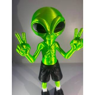 Alien Space Vibes Verde – Estátua Decorativa Moderna, Geek, Alien Extraterrestre Decorativo Verde Neon, Item Exclusivo