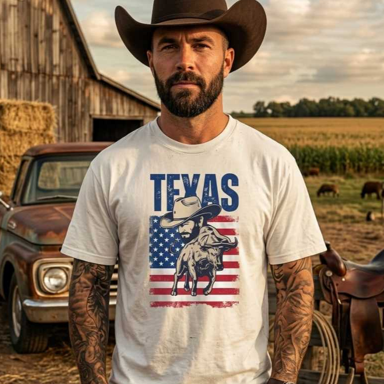 Camiseta Masculina Estampa Texas Bandeira U.S.A Estilosa Algodão Premium Confortavel Camisa Estilosa
