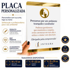 Placa Personalizada MDF Premium com Acrílico Espelhado | Dourado, Prata e Rose Gold | Empresas, Clínicas e Escritórios