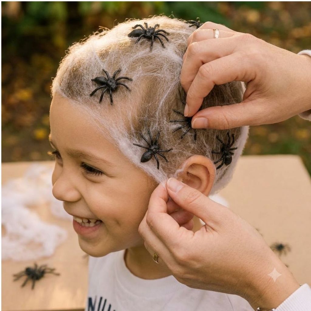 Cabelo Maluco Teia de Aranha Artificial com Insetos Semana Penteado Malucos