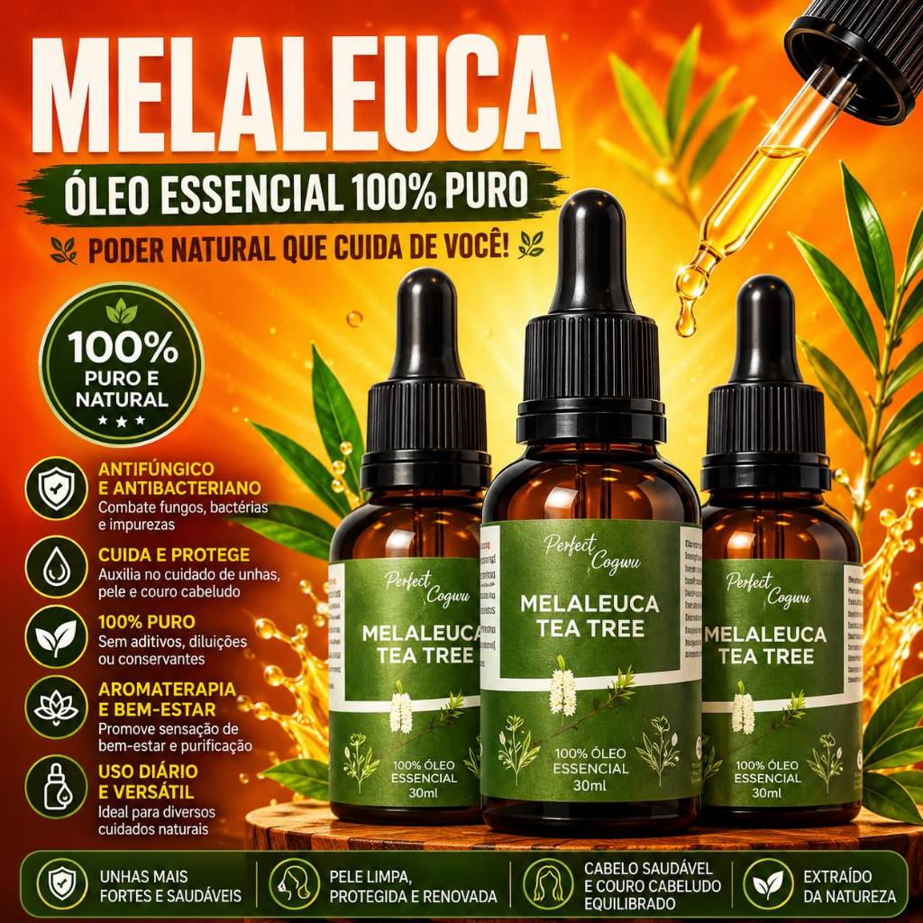 Imagem Óleo Essencial De Melaleuca Tea Tree 100% Puro 30ml Contra Micose Acne