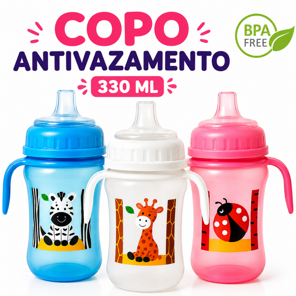 Copo 330ml de Treinamento Infantil Antivazamento Para Bebê