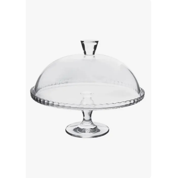 Prato para bolo Patisserie em vidro com pe e tampa D32xA26cm