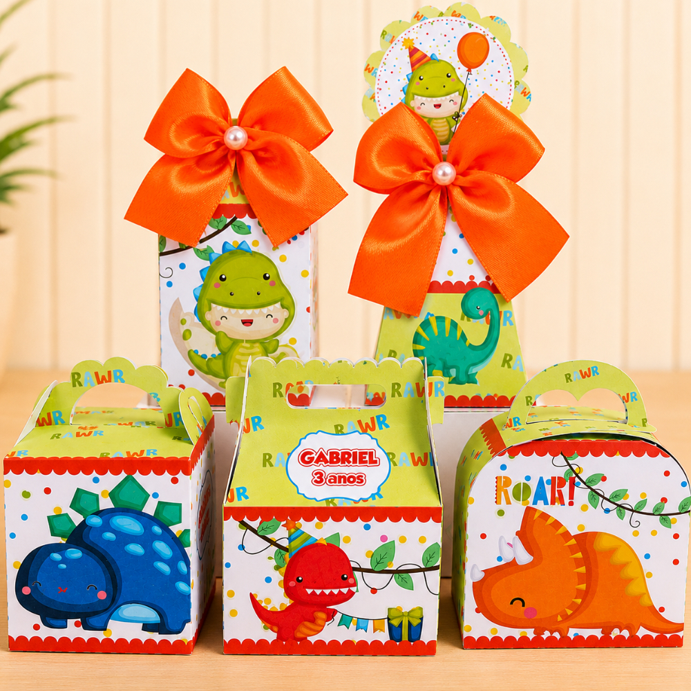 PEGUE E MONTE - Personalizados Dinossauros Dino Baby Lembrancinhas Caixinhas para festa/Kit caixas/Kit festa aniversário