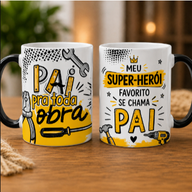Caneca Personalizada Dia dos Pais Pai Pra Toda Obra Presente Criativo 325ml Porcelana