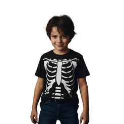Camiseta algodao infantil esqueleto caveira Abóbora Halloween algodao Promocao
